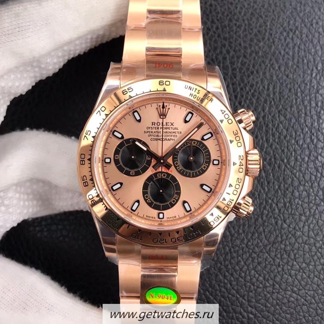 Copy R01ex Daytona 116505 Noob Factory V4 Rose Gold Plated SS 904L Rose Dial 4130