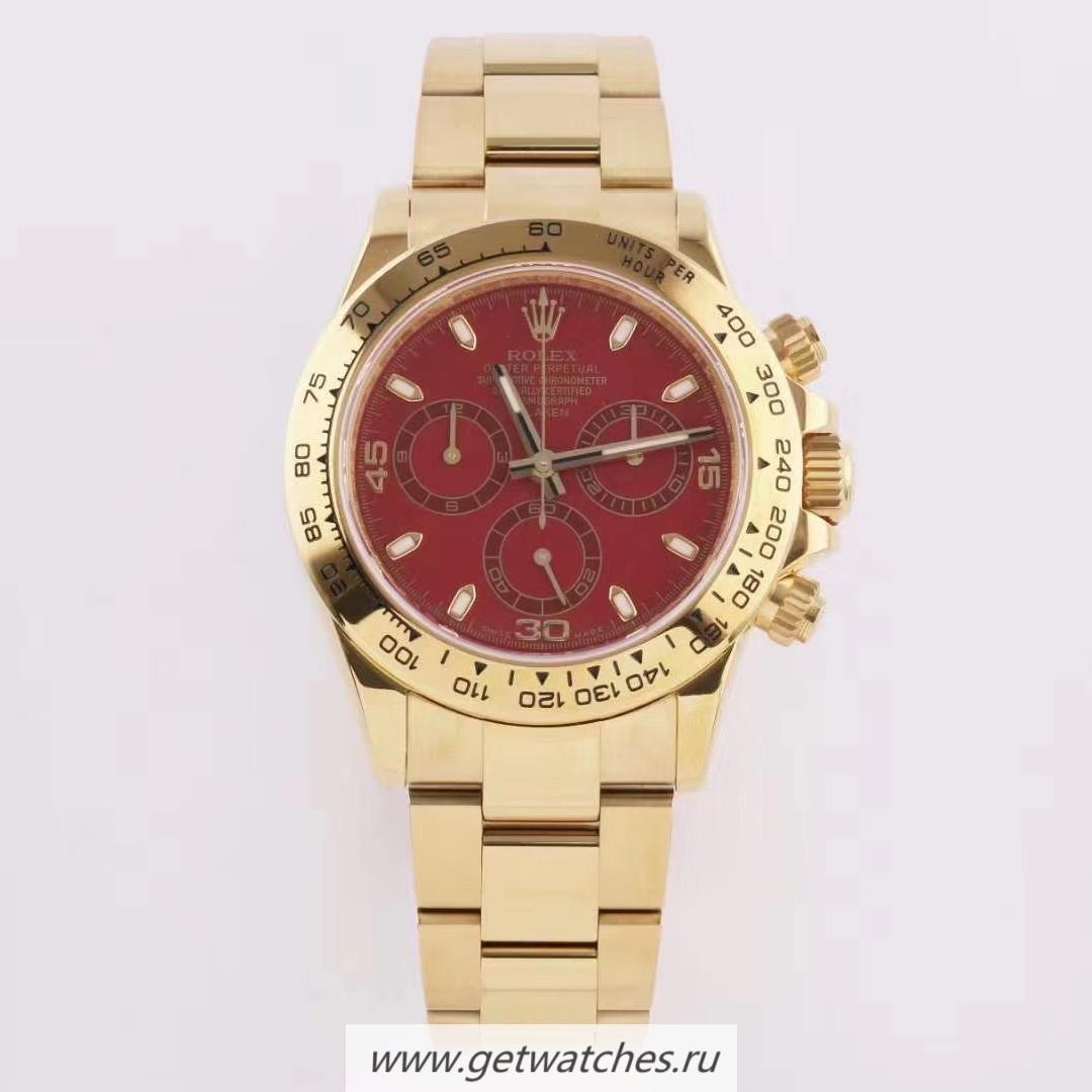 High Quality R01ex Daytona 116508 Blaken Noob Factory Yellow Gold Plated SS 904L Red Dial 4130