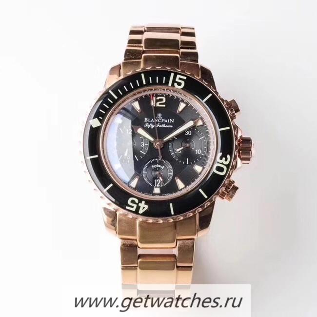 NEW Replica Blancpain Fifty Fathoms Flyback Chrono 5085F-3630-52 UF Rose Gold Black Dial 7750