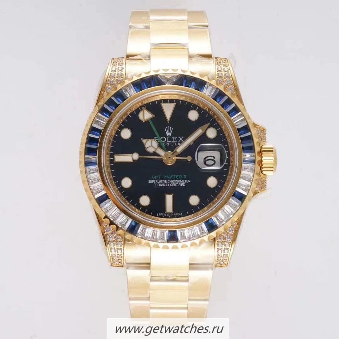 Shop R01ex GMT-Master II 116718 ROF 18K Yellow Gold Wrapped & D1am0nd Black Dial 2836