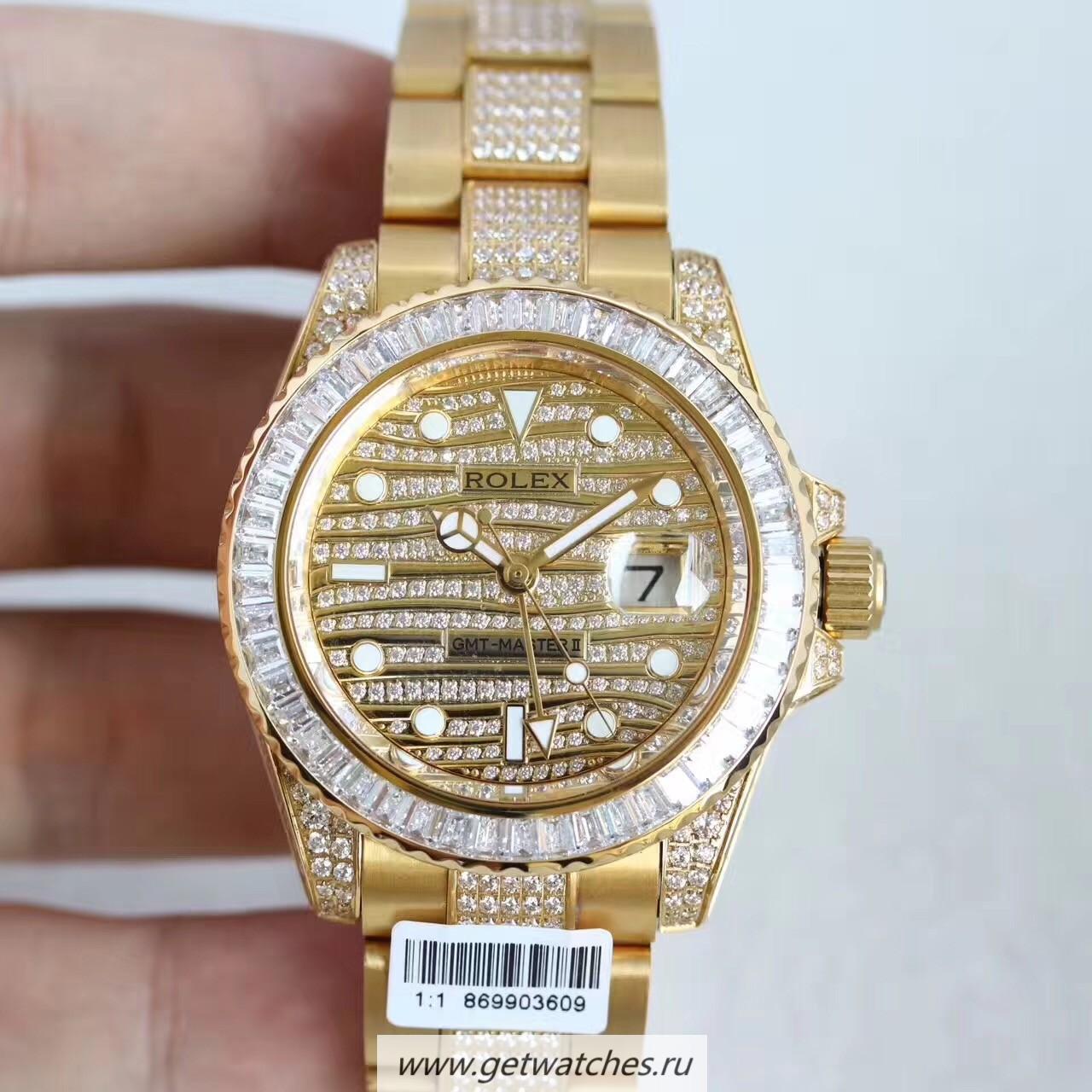 NEW Replica R01ex GMT-Master II 116769 WTF Yellow Gold & D1am0nds D1am0nd Dial 2836