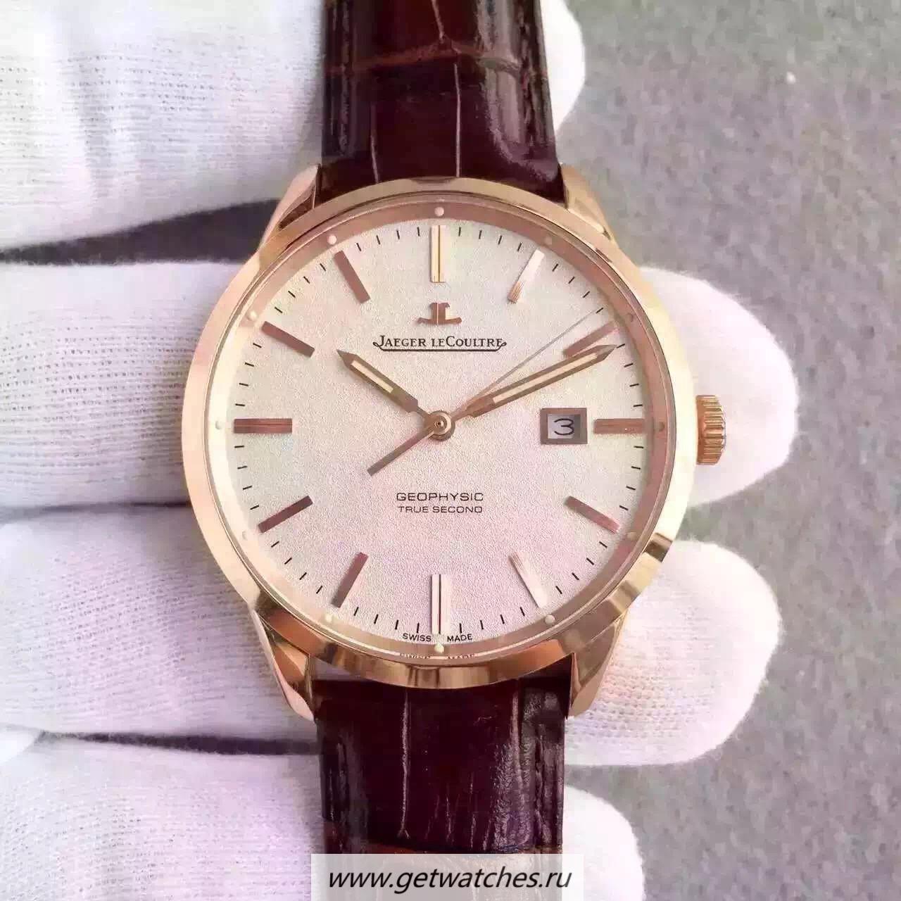 Fake Jaeger-LeCoultre Geophysic True Second 8012520 Noob Factory Rose Gold Cream Dial Calibre 770