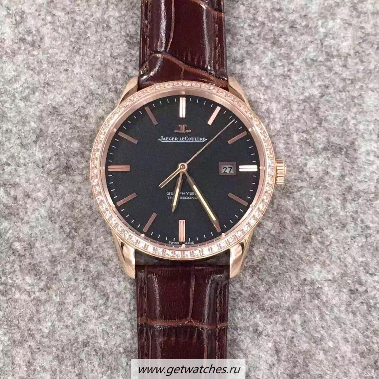 Copy Jaeger-LeCoultre Geophysic True Second 8012520 Noob Factory Rose Gold & D1am0nds Black Dial Calibre 770