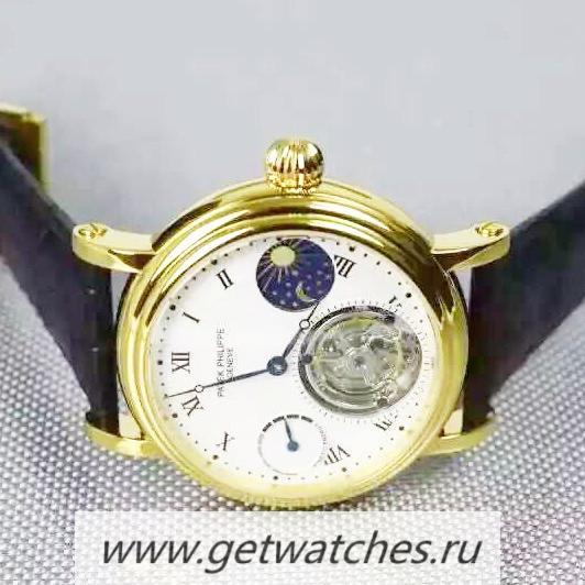 High Quality Pat*k Phi1i*pe Grand Complication Tourbillon 18K Yellow Gold Plated White Dial Tourbillon