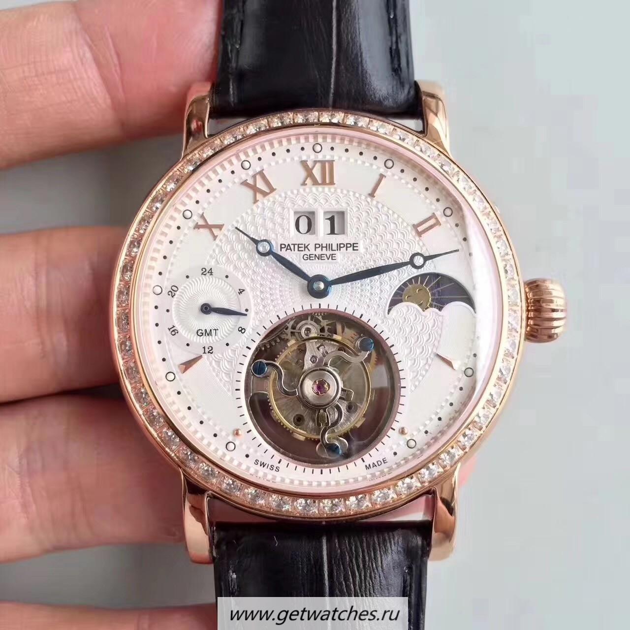 High Quality Pat*k Phi1i*pe Grand Complication Tourbillon Noob Factory Rose Gold & D1am0nds White Dial Tourbillon