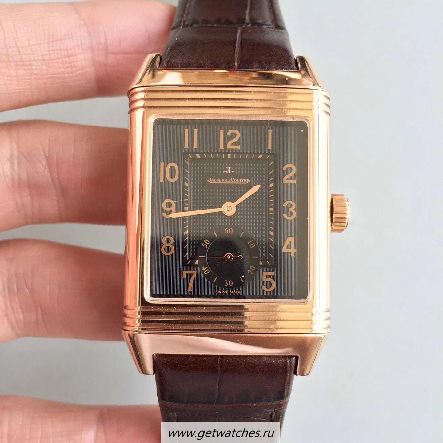 High Quality Jaeger-LeCoultre Grande Reverso 986 Noob Factory Rose Gold Black Dial JLC 986