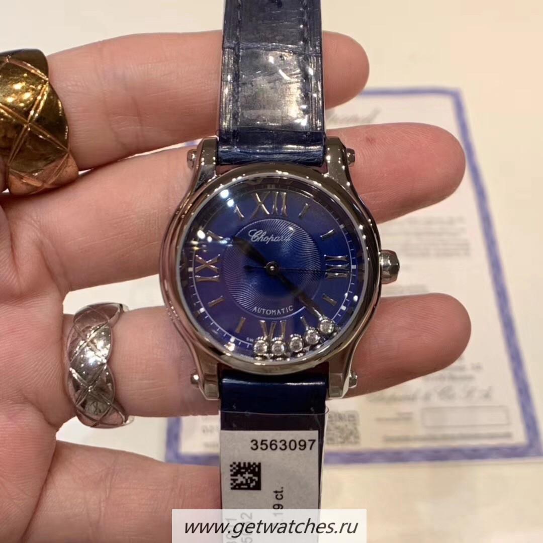 NEW Replica Chopard Happy Sport 30mm Automatic NRF SS & D1am0nd Blue & D1am0nd Dial 2892