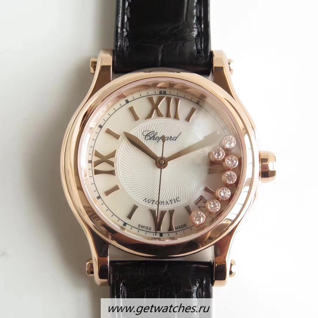 Replica Chopard Happy Sport 36mm Automatic 274808-5001 YF V2 Rose Gold Silver & D1am0nd Dial 2892