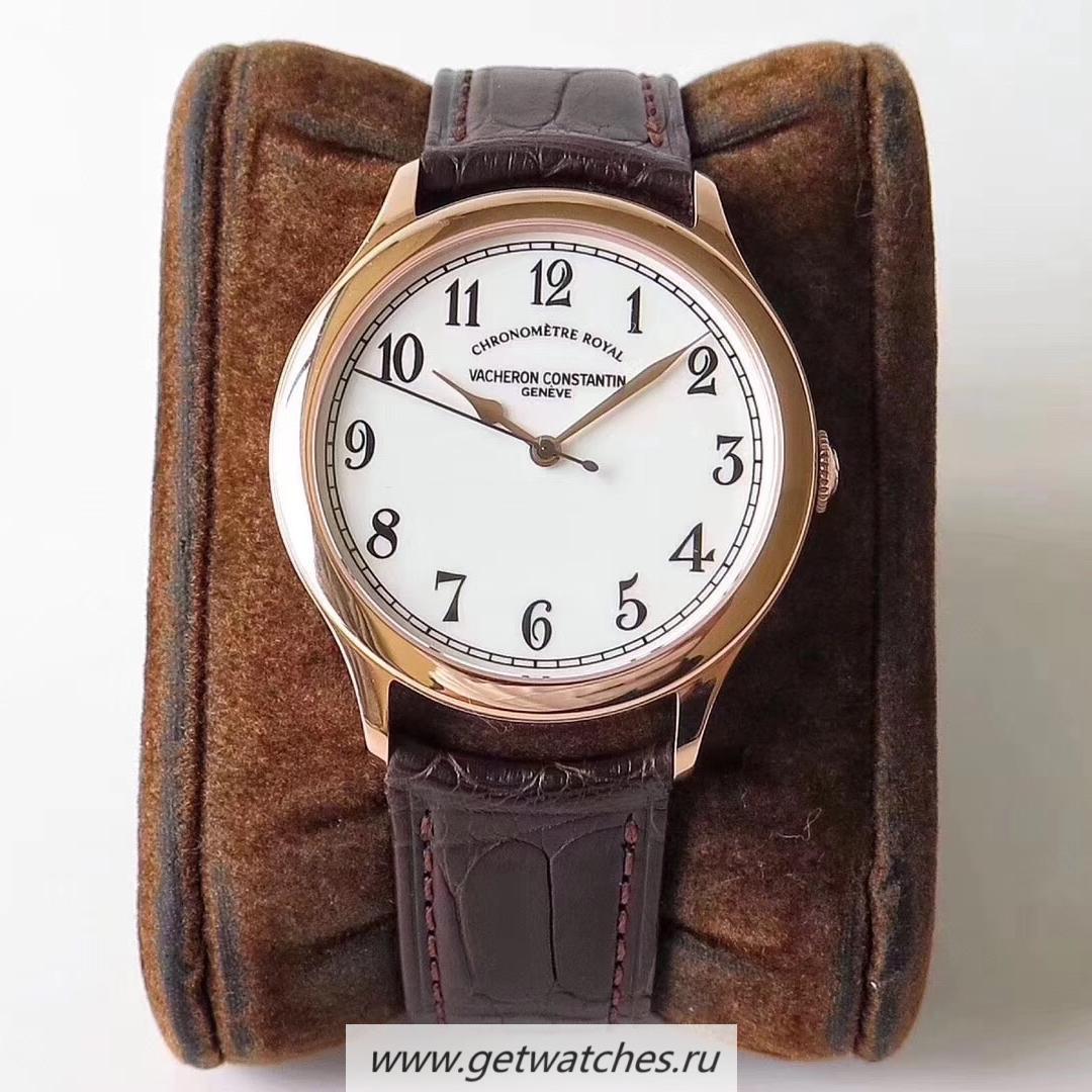 Replica Vacheron C0nstan1n Historiques Chronometre Royal 1907 86122/000R-9362 GSF Rose Gold White Dial 2460 SCC