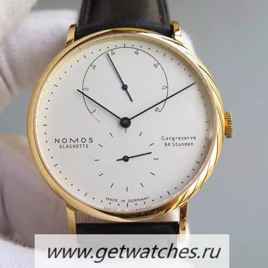 Copy Nomos Lambda Yellow Gold White Dial German DUW 1001
