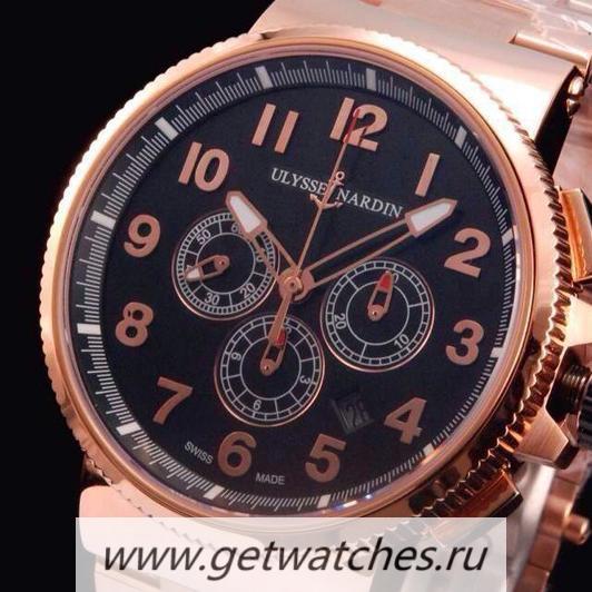 Best Price Ulysse Nardin Marine Chrono Rose Gold Arabian Numbers Black Dial 7750