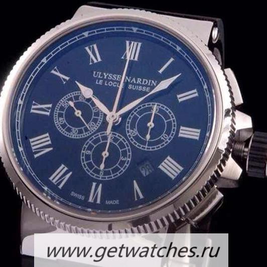 Shop Ulysse Nardin Marine Chrono SS Roman Numbers Black Dial 7750
