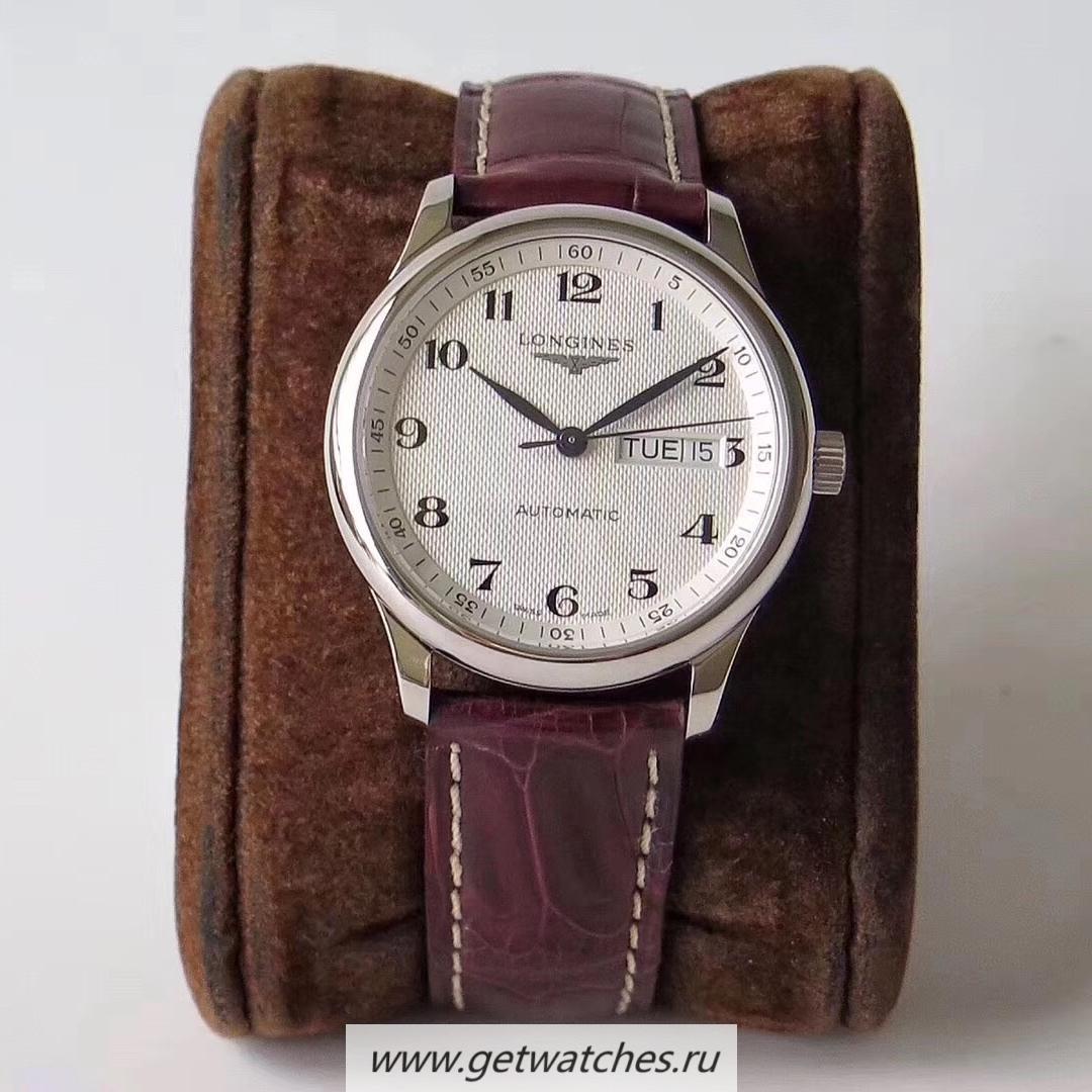 Copy Longines Master Day-Date L2.755.4.78.3 KZF SS Silver Dial L636