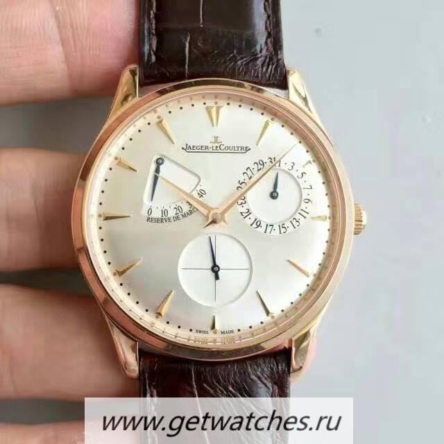 High Quality Jaeger-LeCoultre Master Ultra Thin Reserve De Marche 1372520 Noob Factory Rose Gold Silver Dial Calibre 938
