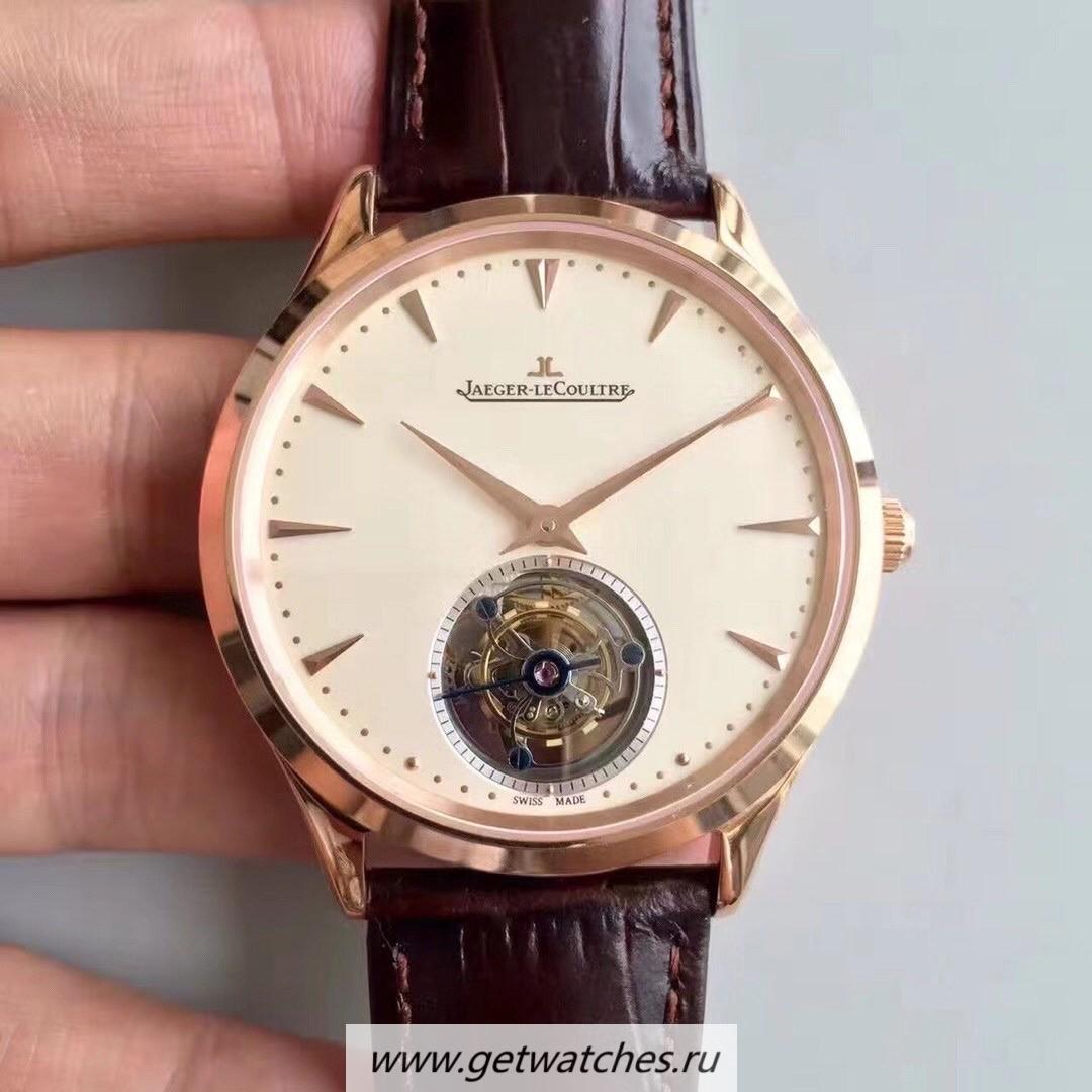 Copy Jaeger-LeCoultre Master Ultra Thin Tourbillon LHF Rose Gold Beige Dial Tourbillon