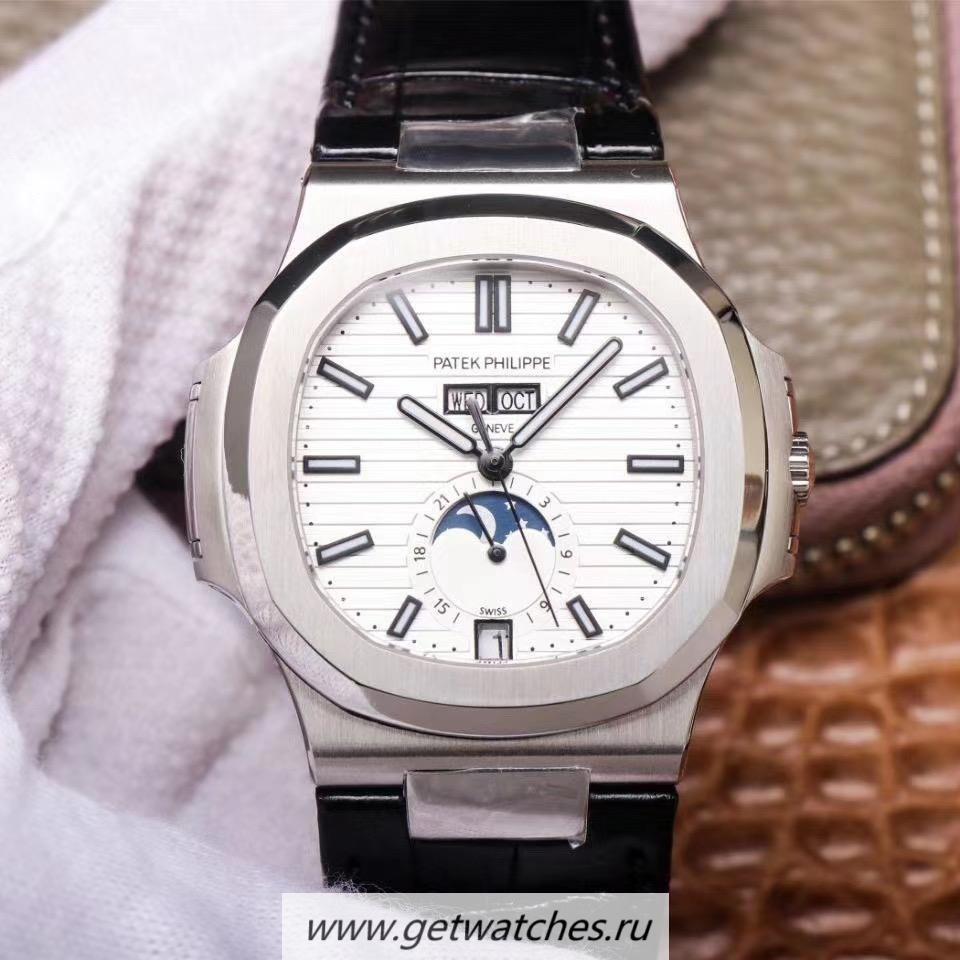 Replica Pat*k Phi1i*pe Nautilus Annual Calendar Moonphase 5726 PF SS White Dial 324