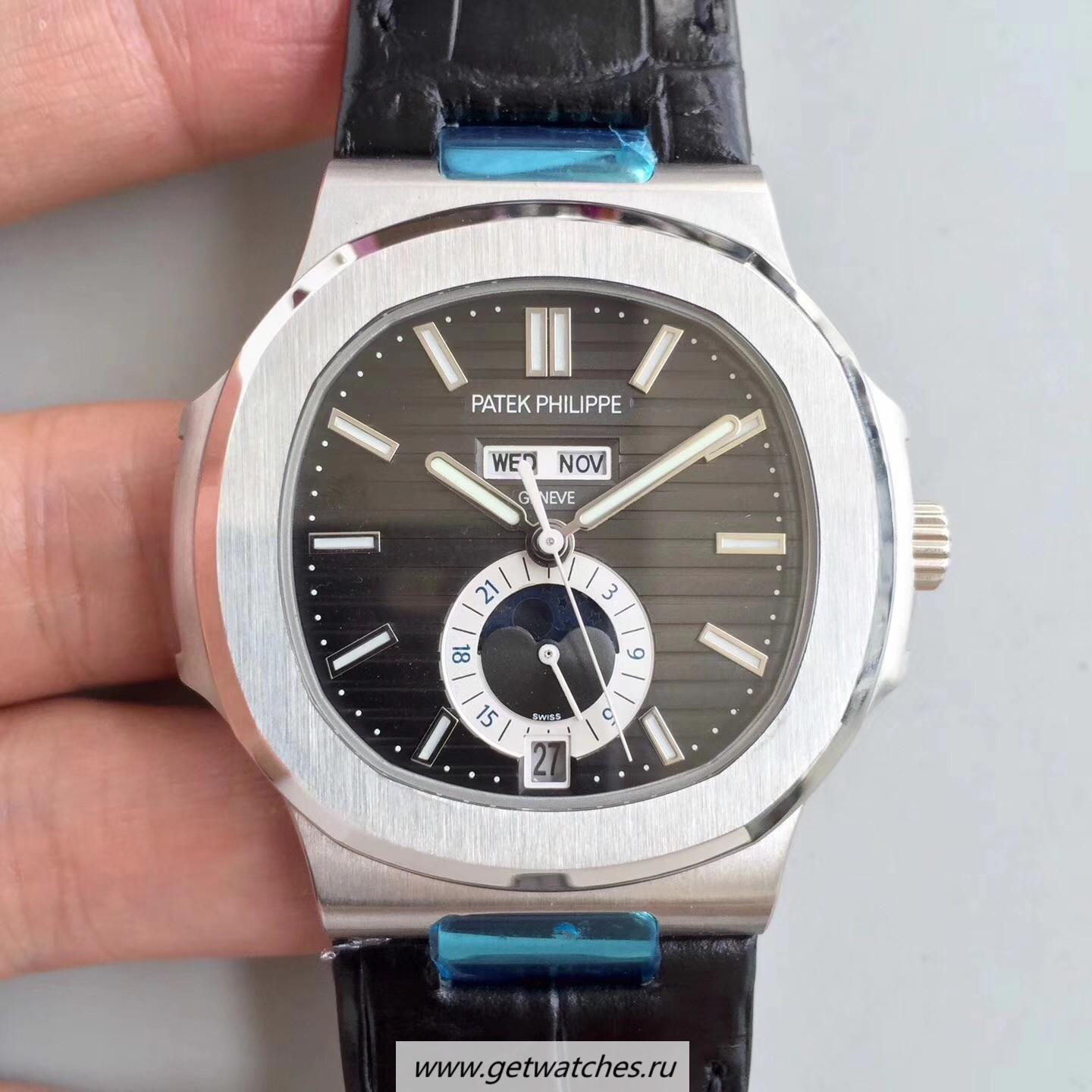 NEW Replica Pat*k Phi1i*pe Nautilus Annual Calendar Moonphase 5726A KMF V2 SS Brown Dial 324 S QA LU 24H/303