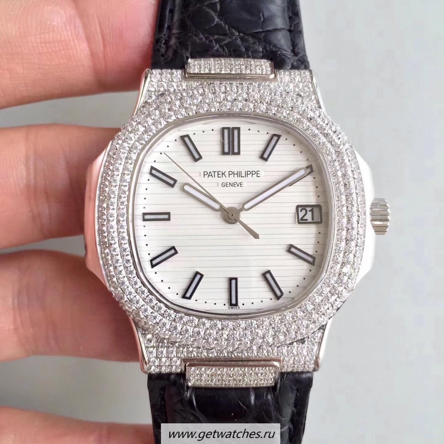 Shop Pat*k Phi1i*pe Nautilus Jumbo 5719/1G-001 MKF SS & D1am0nds White Dial 324SC