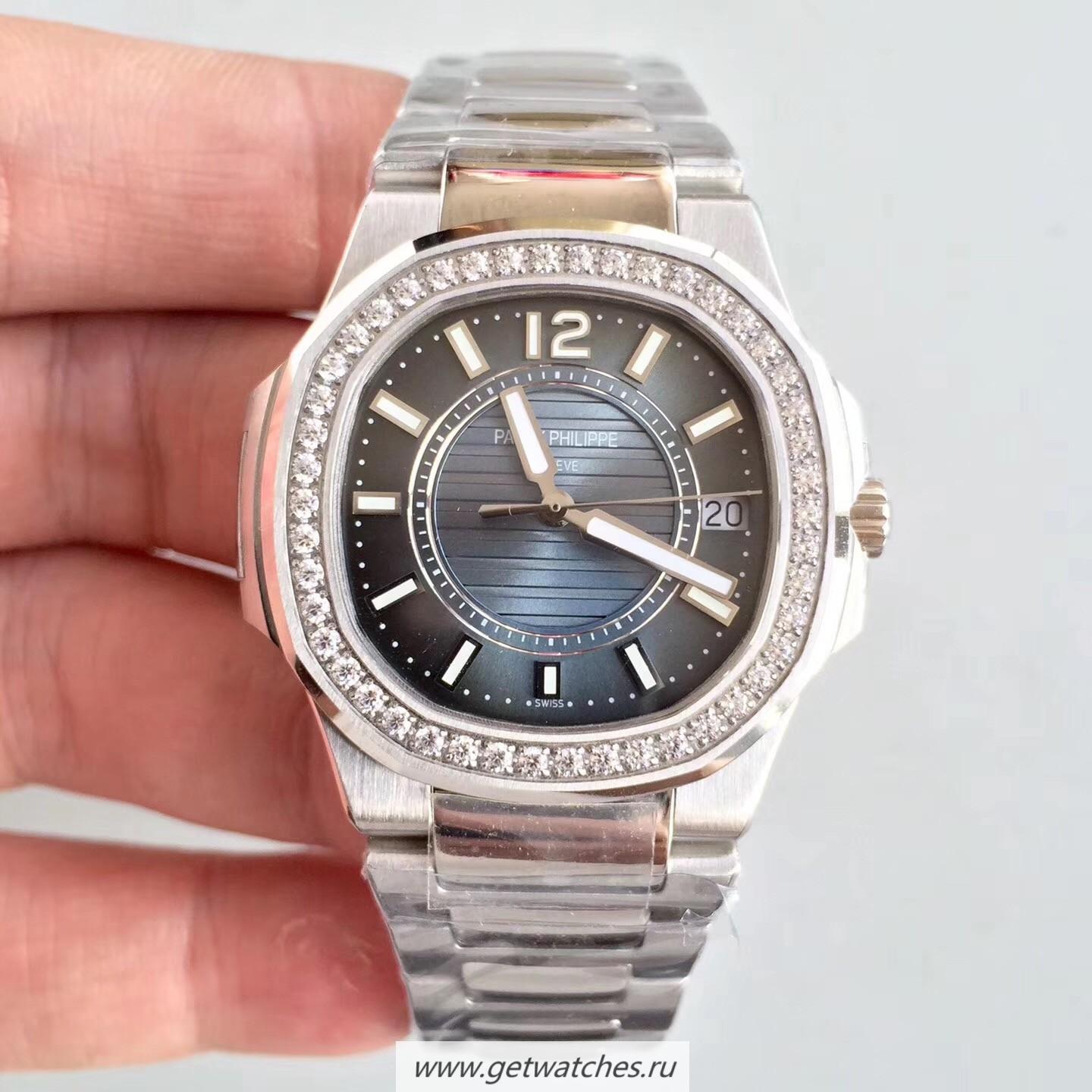 Perfect Replica Pat*k Phi1i*pe Nautilus Ladies 7010/1G-010 JJF SS & D1am0nds Blue Dial Quartz E23-250 S C