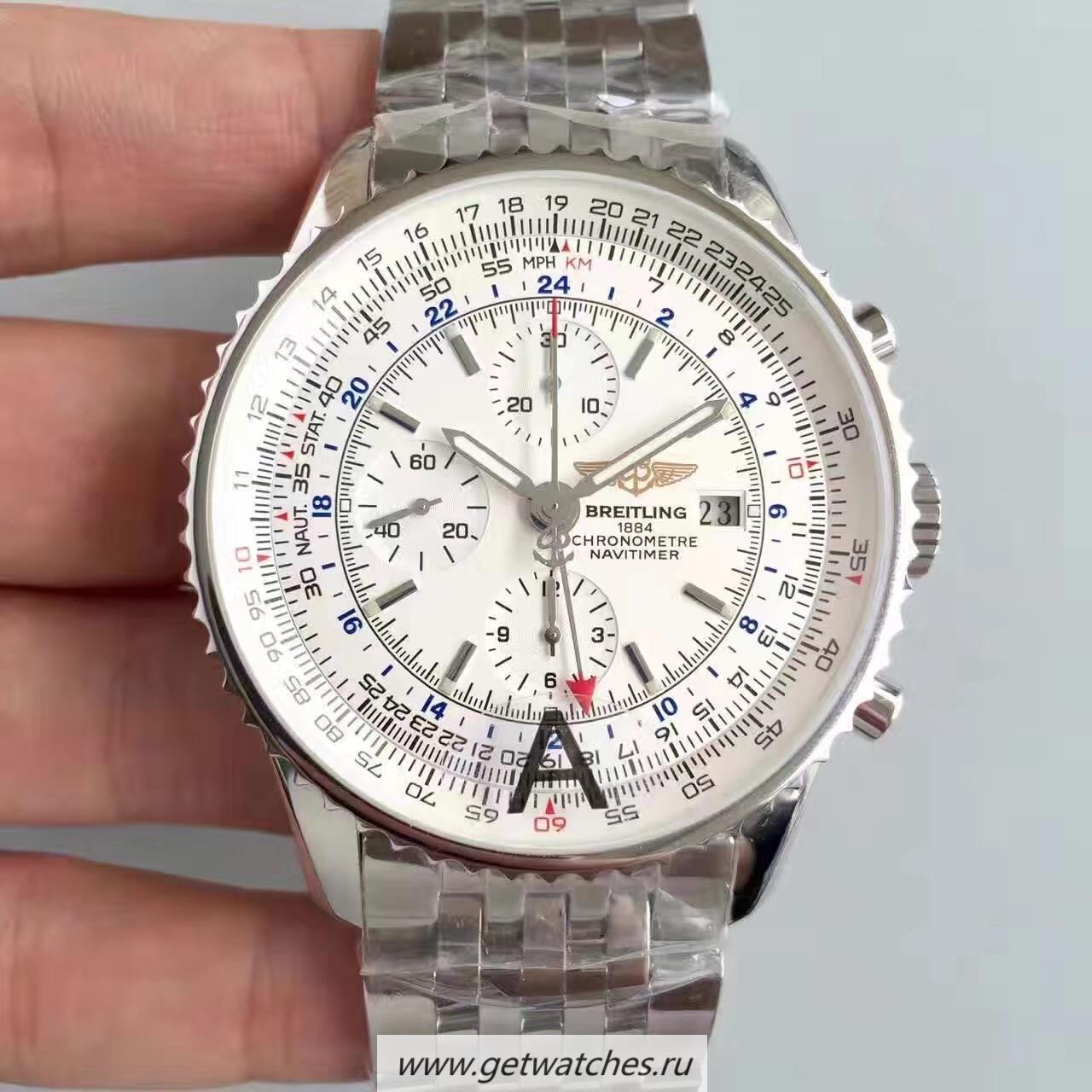 Fake Breitling Navitimer World A2432212/G571-443A JF SS White Dial 7750
