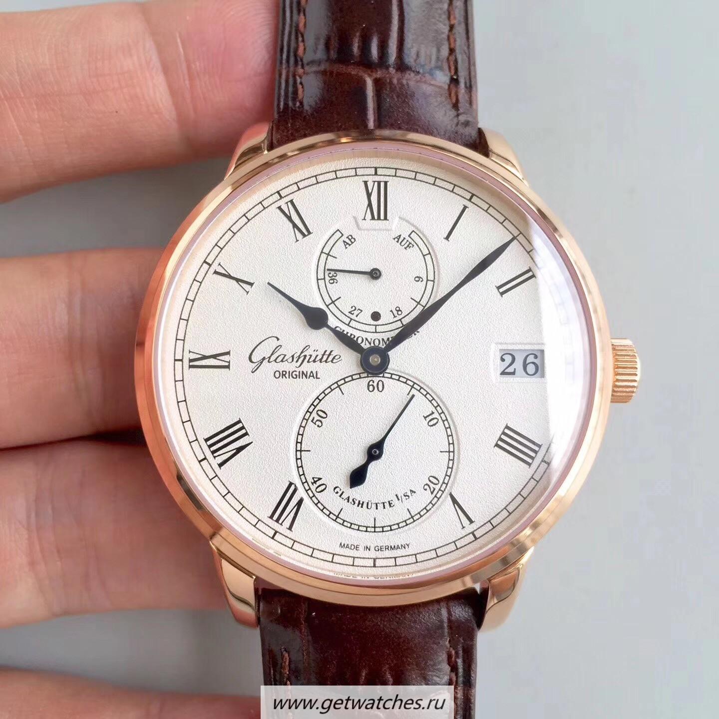 Fake Glashutte Original Senator Chronometer 1-58-01-01-01-04 Noob Factory Rose Gold Silver Dial 58-01