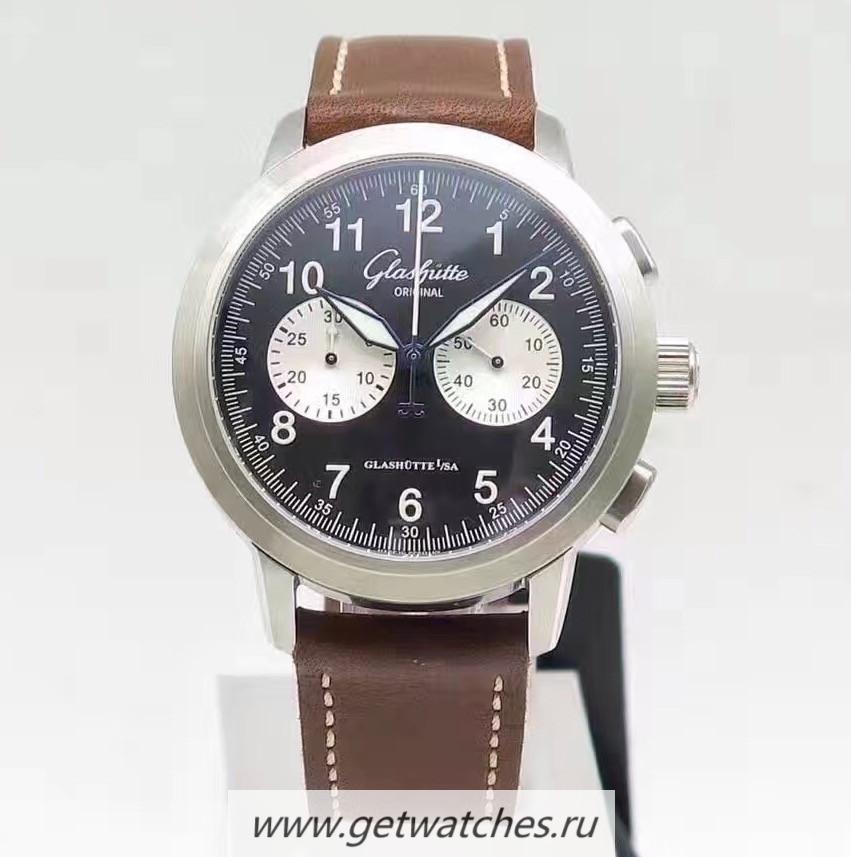 Best Price Glashutte Original Senator Navigator Chrono 39-34-07-07-04 GF SS Black & White Dial Caliber 39-3