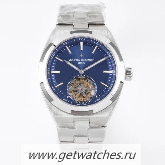 Fake Vacheron C0nstan1n Overseas Tourbillon 6000V EURF SS Blue Dial Tourbillon
