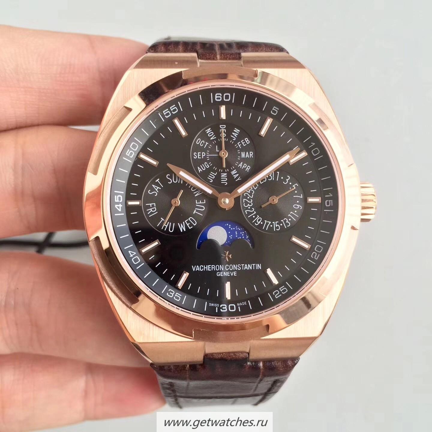 Replica Vacheron C0nstan1n Overseas Ultra Thin Perpetual Calendar 4300V/120G-B102 BF Rose Gold Black Dial 1120 QP