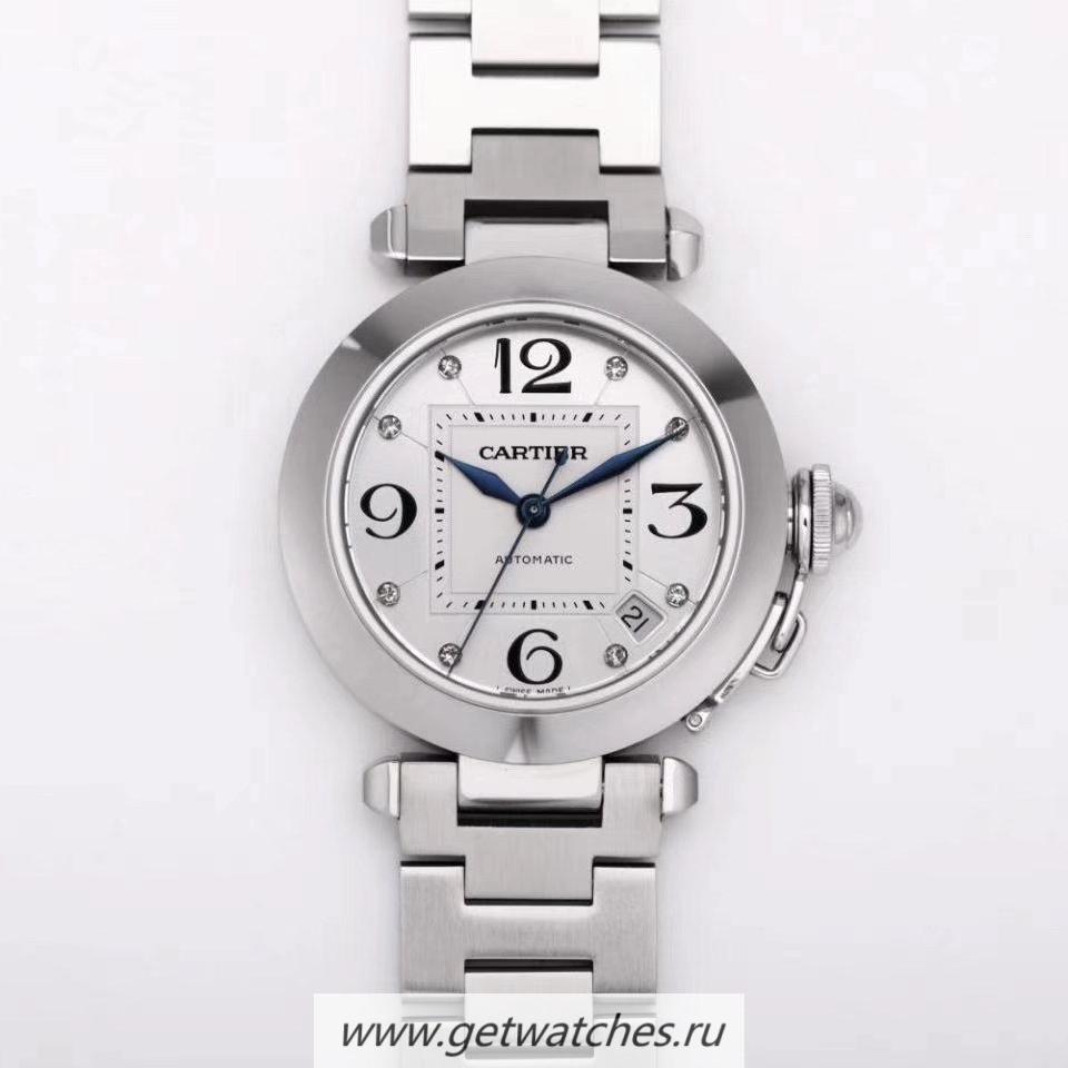 High Quality Ca*t1er Pasha W31074M7 35mm V9F SS Silver Dial 2892