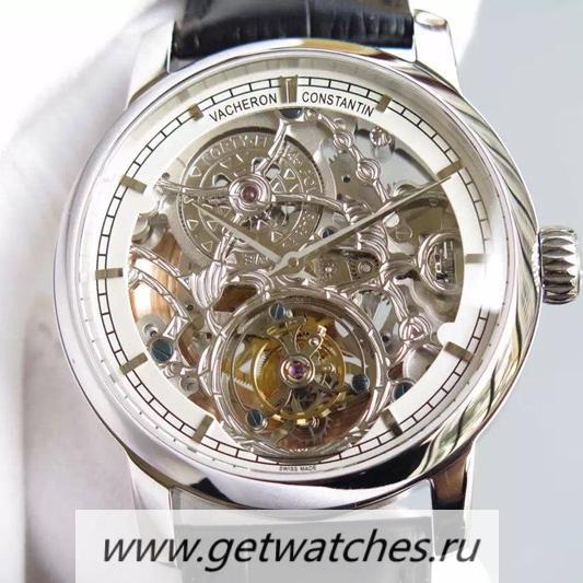 Copy Vacheron C0nstan1n Patrimony Tourbillon SS Skeleton & White Dial Tourbillon
