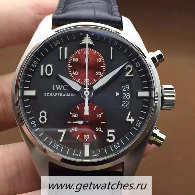 High Quality IWC Pilot IW387808 Chrono SS Black & Red Dial 7750