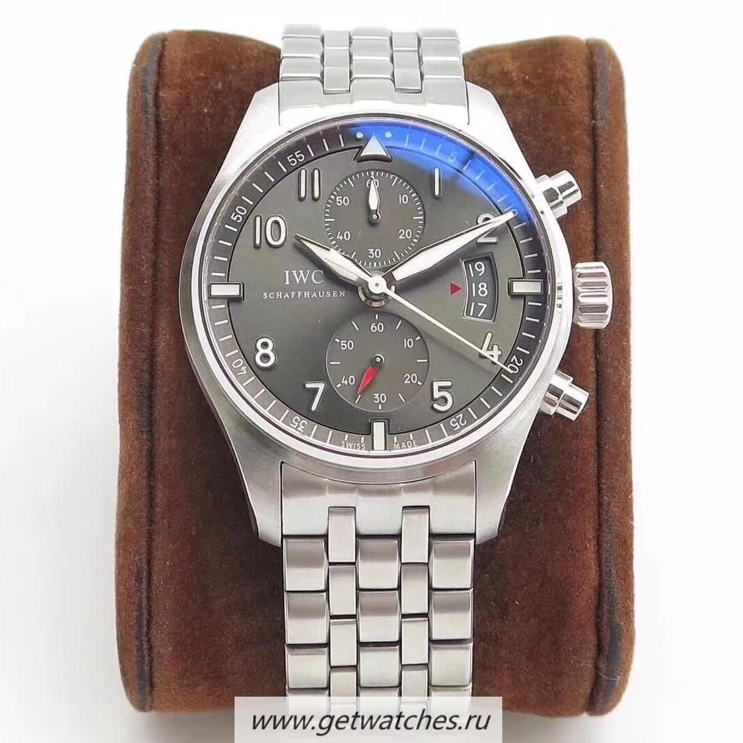 Fake IWC Pilot Spitfire Chrono IW387804 ZF SS Anthracite Dial 7750