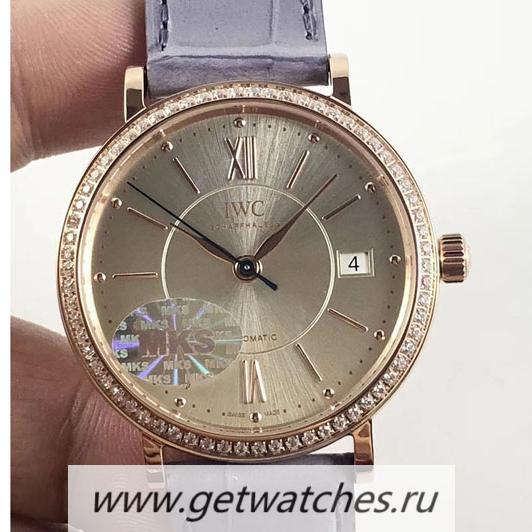 High Quality IWC Portofino Automatic 37 IW458107 MKF Rose Gold & D1am0nds Silver Dial M9015