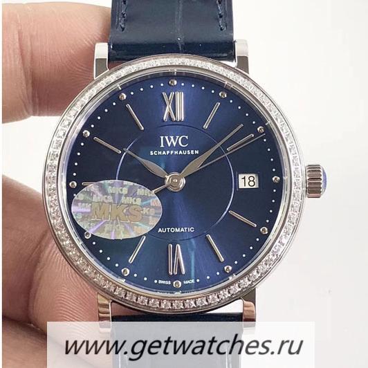 High Quality IWC Portofino Automatic 37 IW458111 MKF SS & D1am0nds Blue Dial M9015