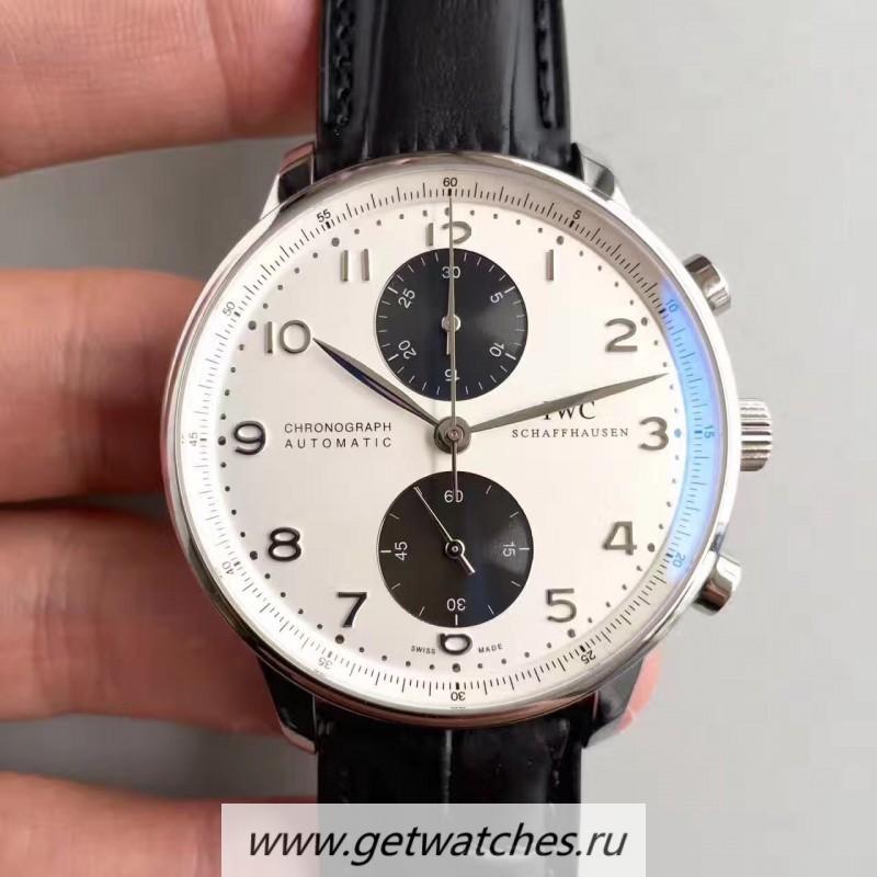 High Quality IWC Portugieser Chrono IW3714-11 ZF SS White & Black Dial 7750