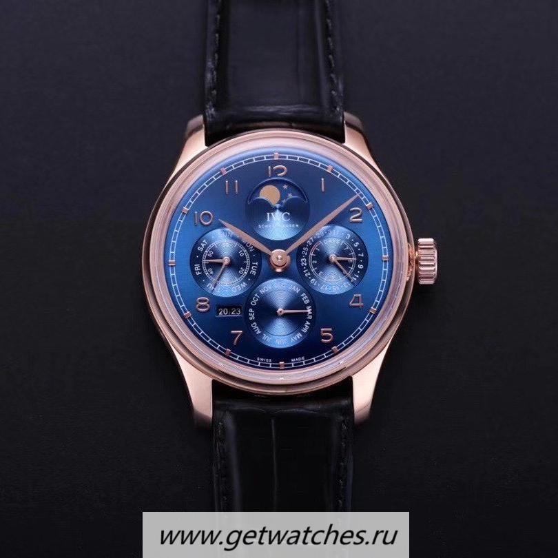 High Quality IWC Portugieser Perpetual Calendar IW503312 V9F Rose Gold Blue Dial 52610