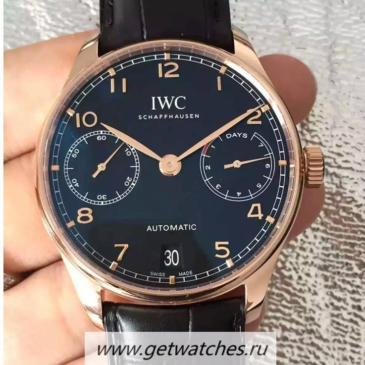 Fake IWC Portuguese IW500701 Rose Gold Black Dial 52010