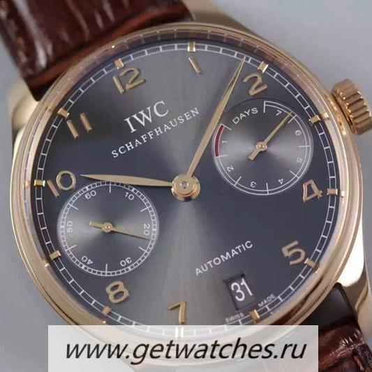 Shop IWC Portuguese IW500702 Power Reserve Rose Gold Gray Dial 52010
