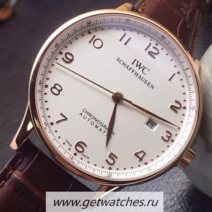 Perfect Replica IWC Portuguese Rose Gold White Dial 89000