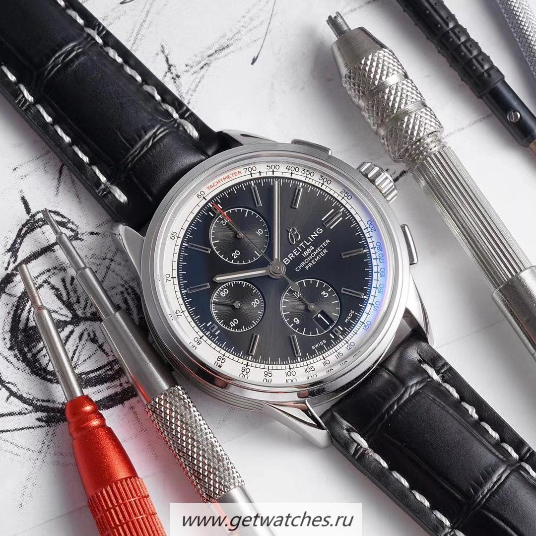 Perfect Replica Breitling Premier Chrono 42 BLSF SS Black Dial 7750