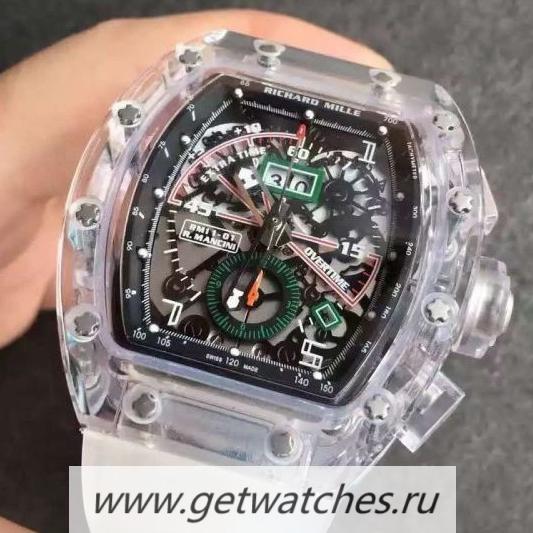Fake Richard Mille RM011-01 R Mancini Shappire Black & Skeleton Dial 7750
