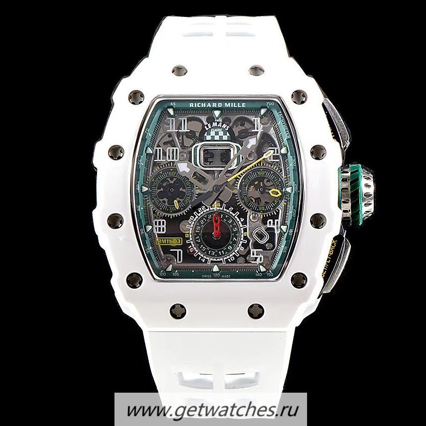 Replica Richard Mille RM011-03 KVF White Ceramic Green Dial 7750