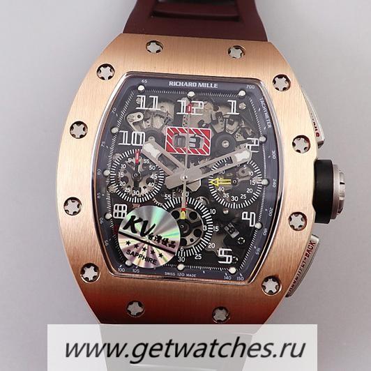 Perfect Replica Richard Mille RM011 Chrono KVF Rose Gold Black Dial 7750 V3