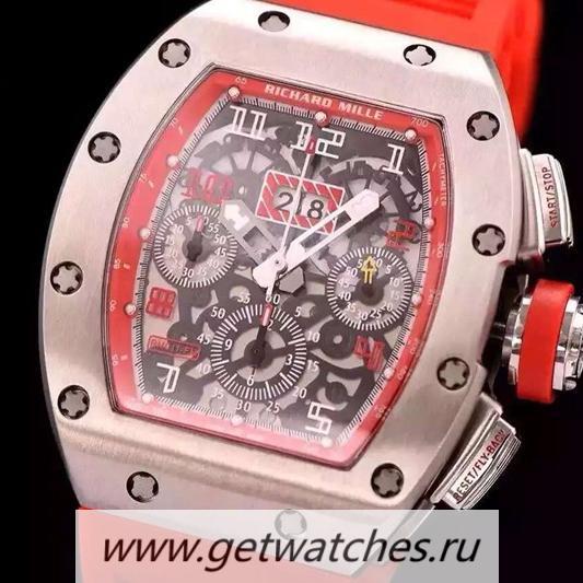 Fake Richard Mille RM011-FM Felipe Massa Chrono Titanium Red Dial 7750