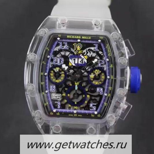 Copy Richard Mille RM011-FM Shappire Blue & Skeleton Dial 7750
