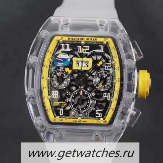 Fake Richard Mille RM011-FM Shappire Yellow & Skeleton Dial 7750