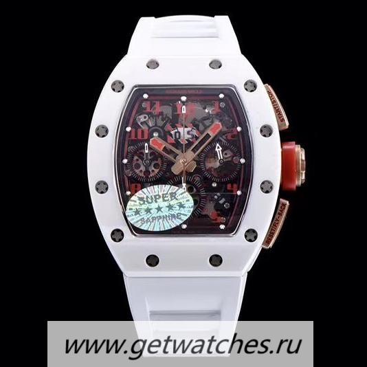 Replica Richard Mille RM011 TZP KVF White Ceramic & Rose Gold Black Dial 7750