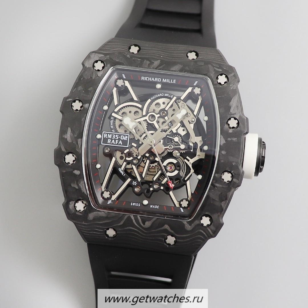 NEW Replica Richard Mille RM035-02 Rafa Nadal KVF V3 Forged Carbon Black Dial Black Strap M8215