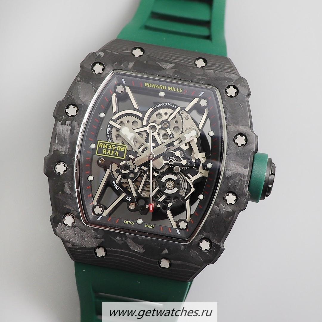 Best Price Richard Mille RM035-02 Rafa Nadal KVF V3 Forged Carbon Black Dial Green Strap M8215