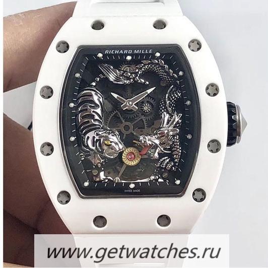 High Quality Richard Mille RM051-01 Tiger & Dragon KVF White Ceramic Skeleton Dial M8215
